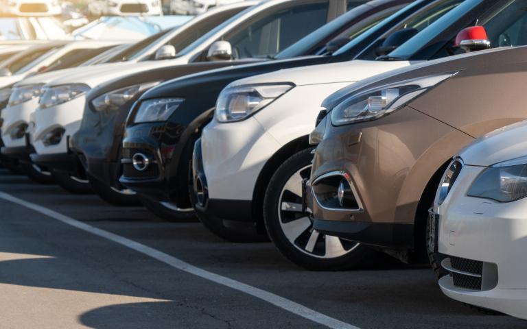 Lineup of cars outside